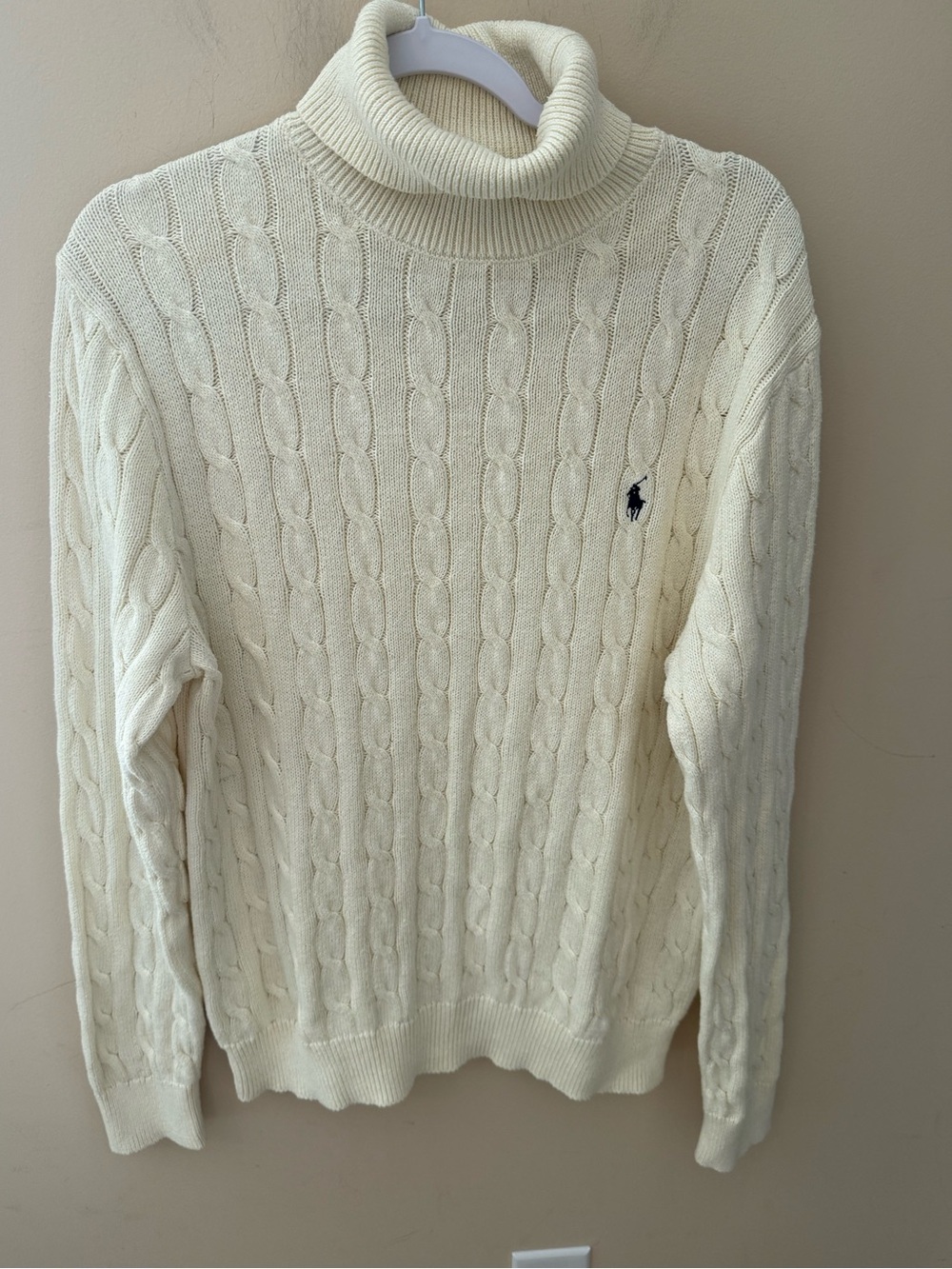 Polo Ralph Lauren off white Turtleneck Cable Knit Sweater size XL